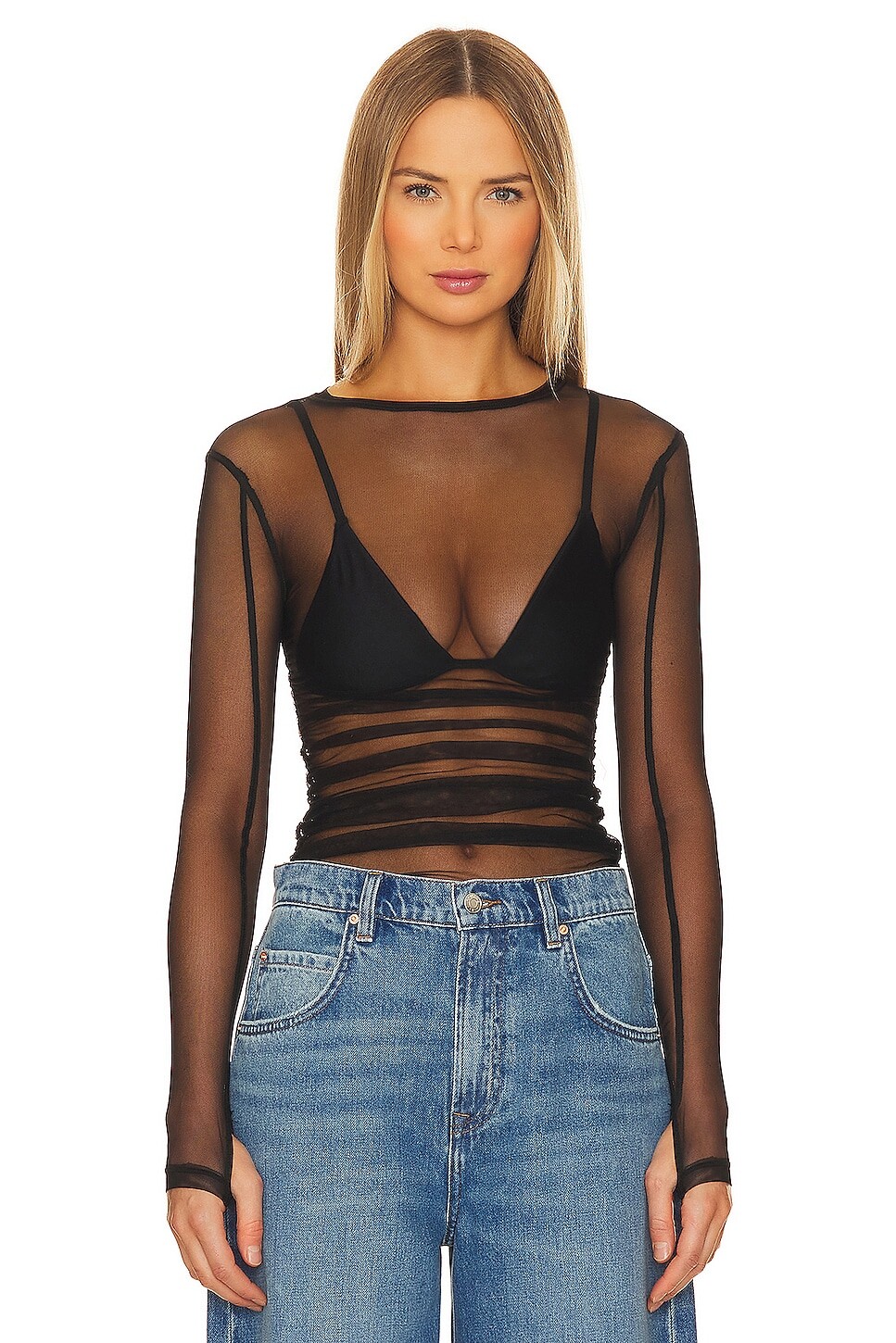 

Топ Free People x Intimately FP Last Layer Long Sleeve In Black, черный