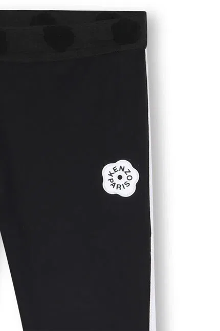 Леггинсы детские из хлопка Kenzo Kids, черный — фото 3