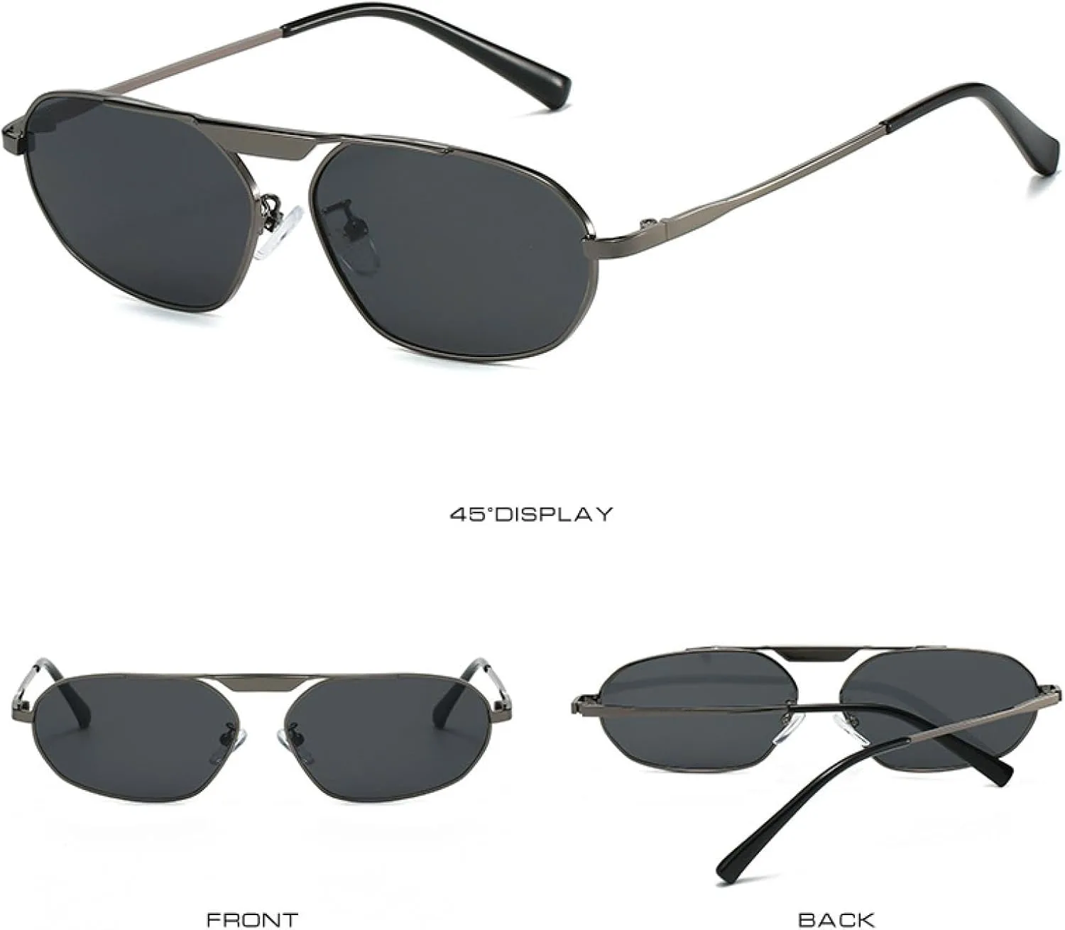 

Ретро-солнцезащитные очки в форме кошачьего глаза, металлические, женские, мужские, с защитой от УФ-излучения UV400, в стиле панк TKKTLLT, Black Light Gray