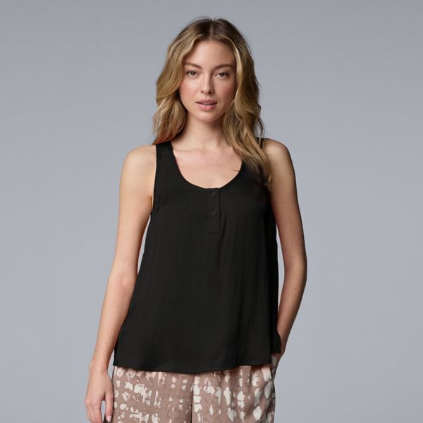 

Женский струящийся топ-блузон Henley Simply Vera Vera Wang, черный