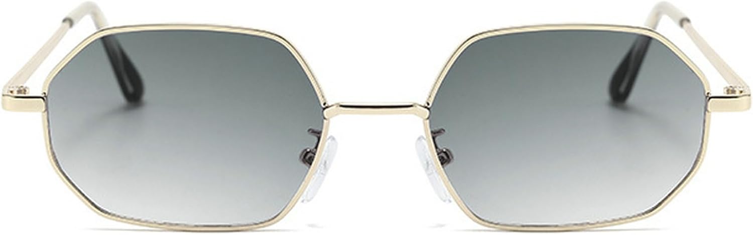 

Мужские солнцезащитные очки с многоугольной оправой малого размера, женские винтажные солнцезащитные очки с металлической оправой, модные прямоугольные солнцезащитные очки 2025 года mincl, Gold Green