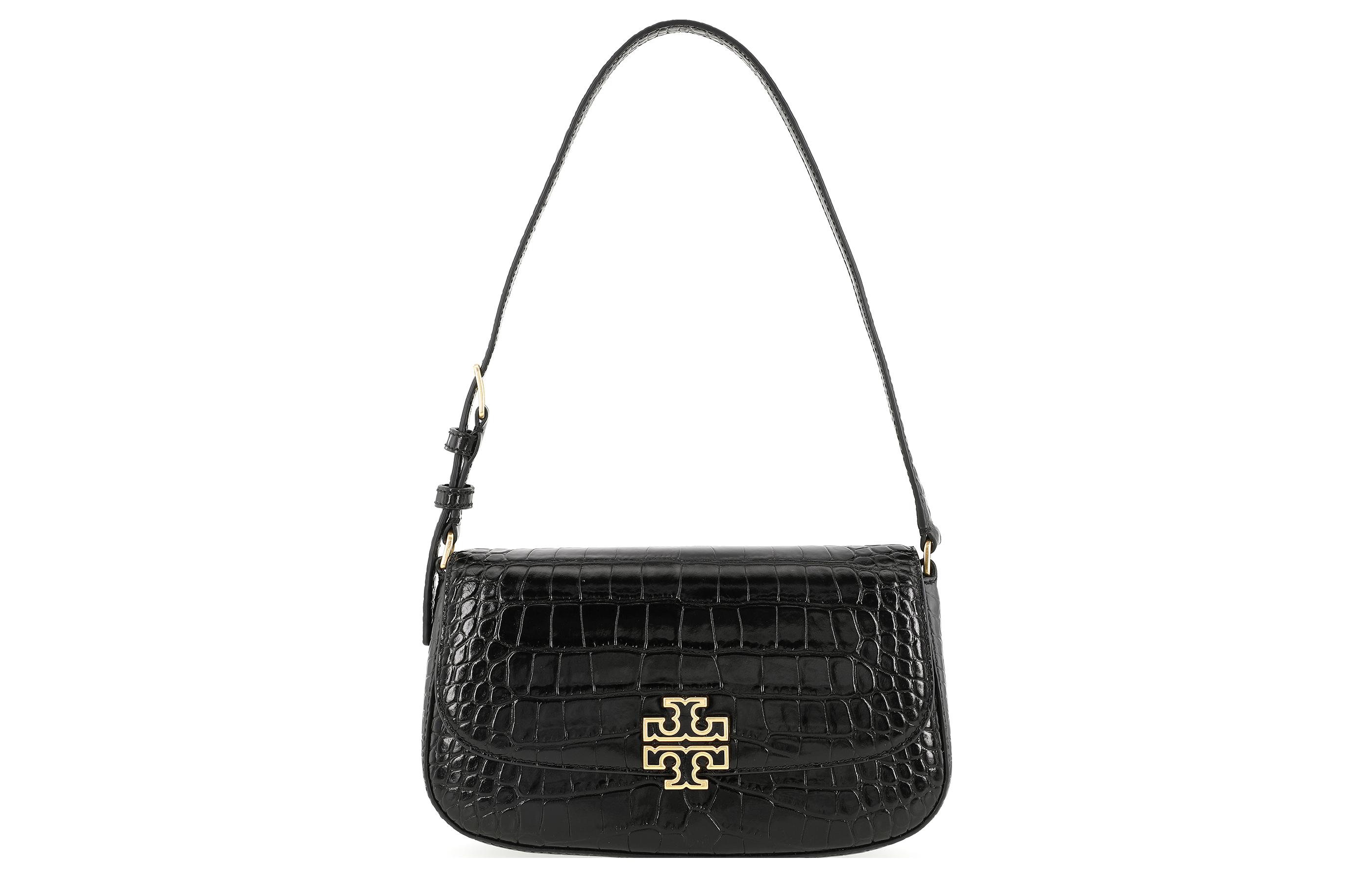 

TORY BURCH Сумка Britten Square Bag из коровьей кожи с крокодиловым узором, сумка через плечо, женская, черная