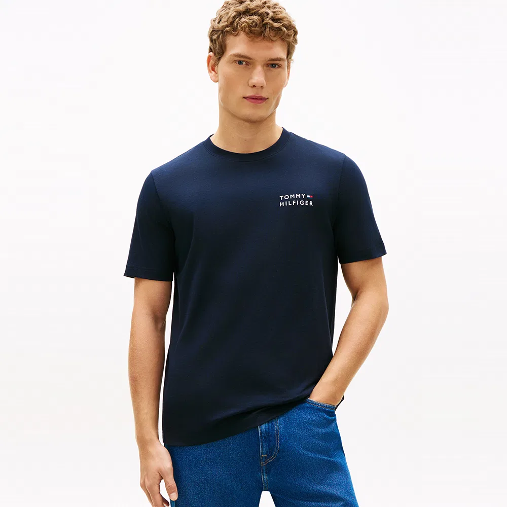 Мужская голубая футболка с вышитым логотипом "Embro Stack" от Tommy Hilfiger