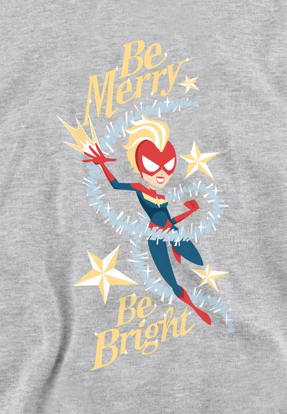 Детский худи Marvel Captain Marvel Be Merry Be Bright, Athletic Heather, серый — фото 2