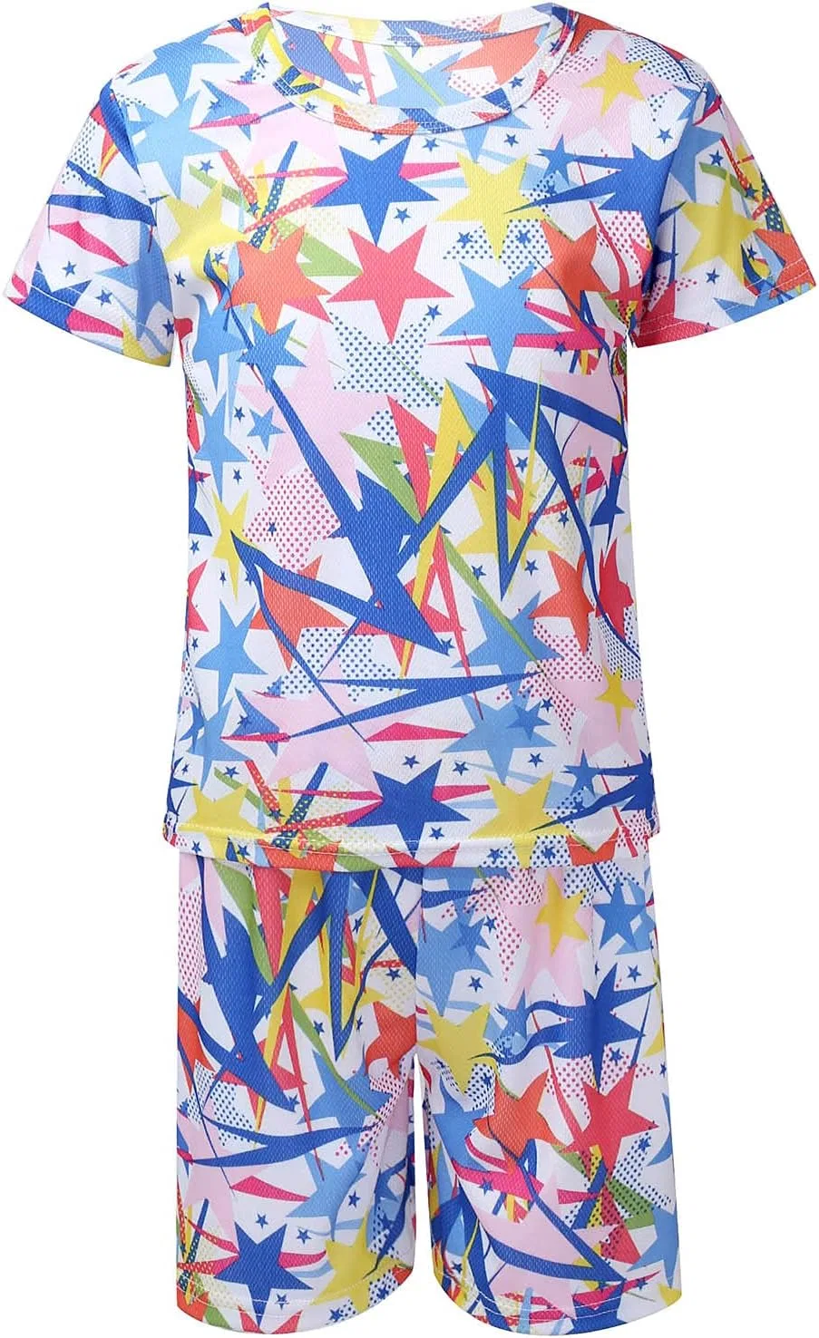 Детский спортивный костюм из дышащей ткани Kaerm, футболка и шорты, Colorful Star — фото 3