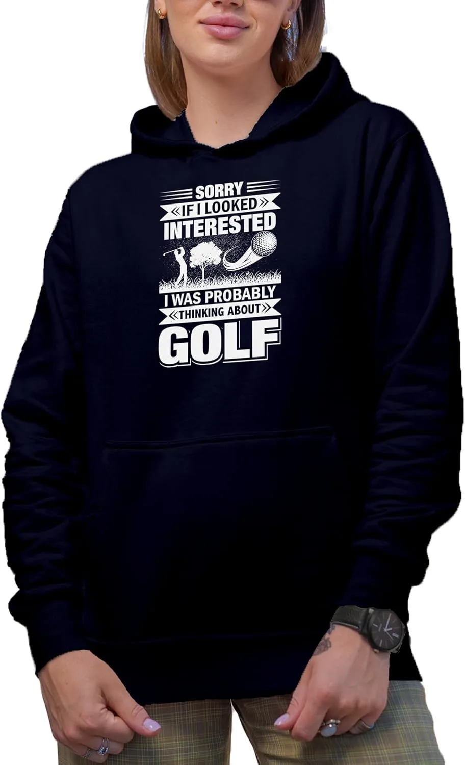 

Толстовка с капюшоном "Sorry If I Looked Interested, I Was Probably Thinking About Golf", подарок для гольфиста Make Your Mark Design
