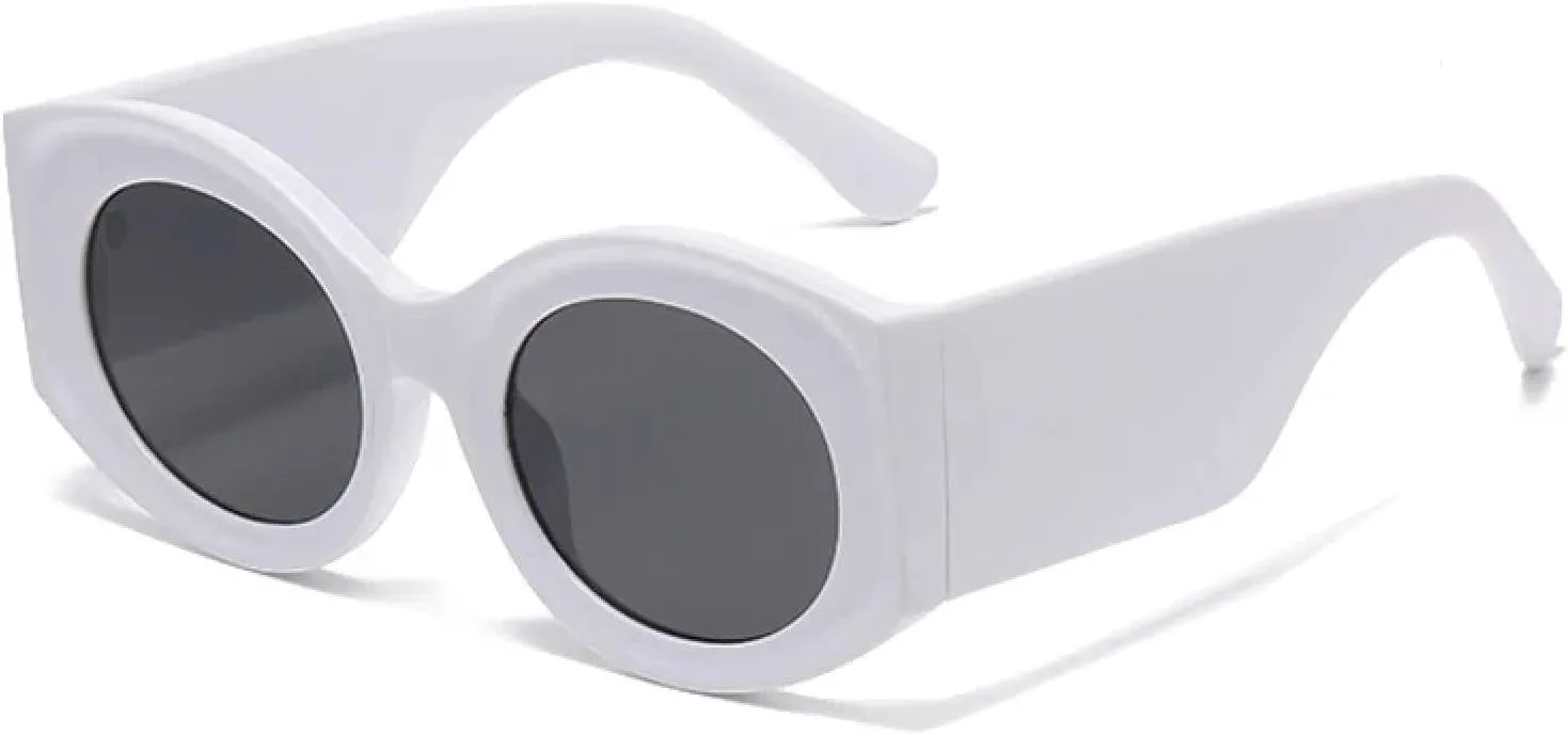 

Модные большие овальные солнцезащитные очки для женщин в стиле ретро, ​​гелевые, с защитой от УФ-излучения UV400, для мужчин с градиентным покрытием VFDHN, White Gray