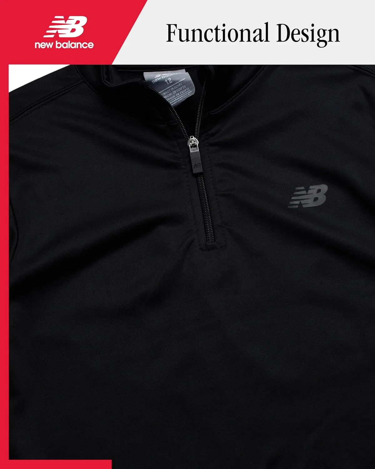 Детский спортивный костюм New Balance, Tech Fleece, джоггеры и свитшот на молнии, Black — фото 3