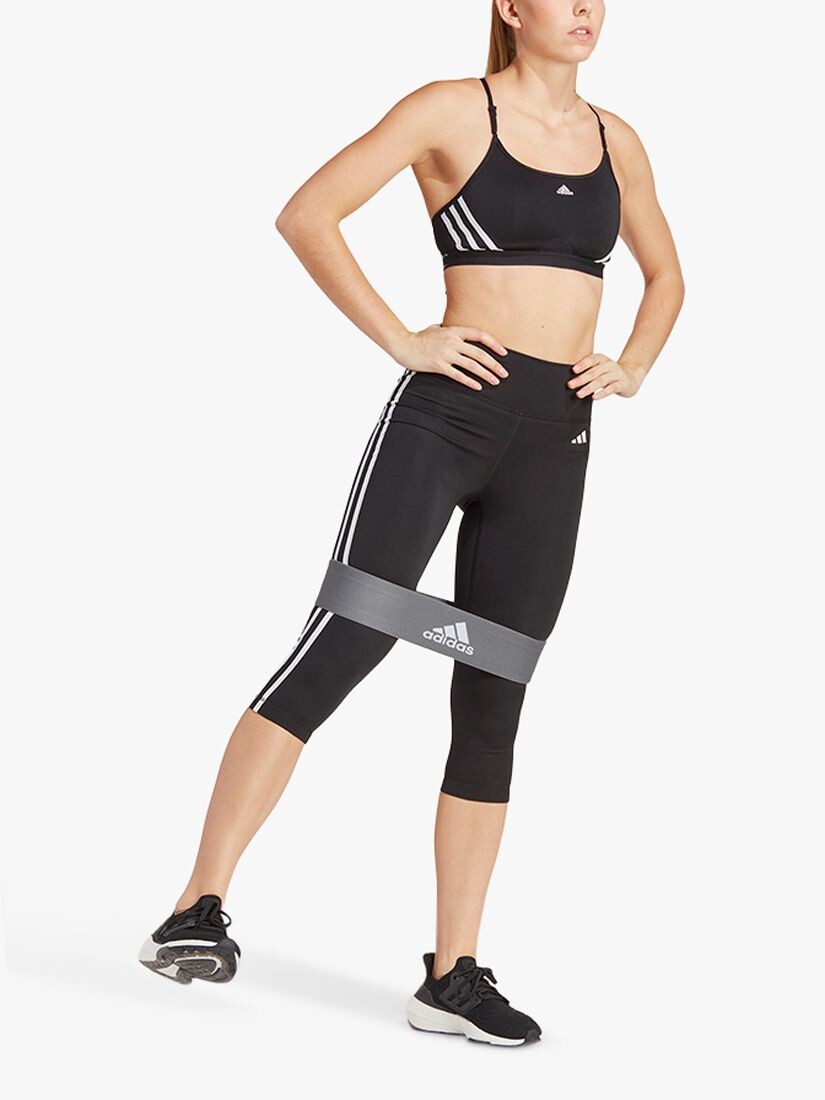 Леггинсы 3/4 с высокой талией и 3 полосками adidas Train Essentials, черные — фото 3