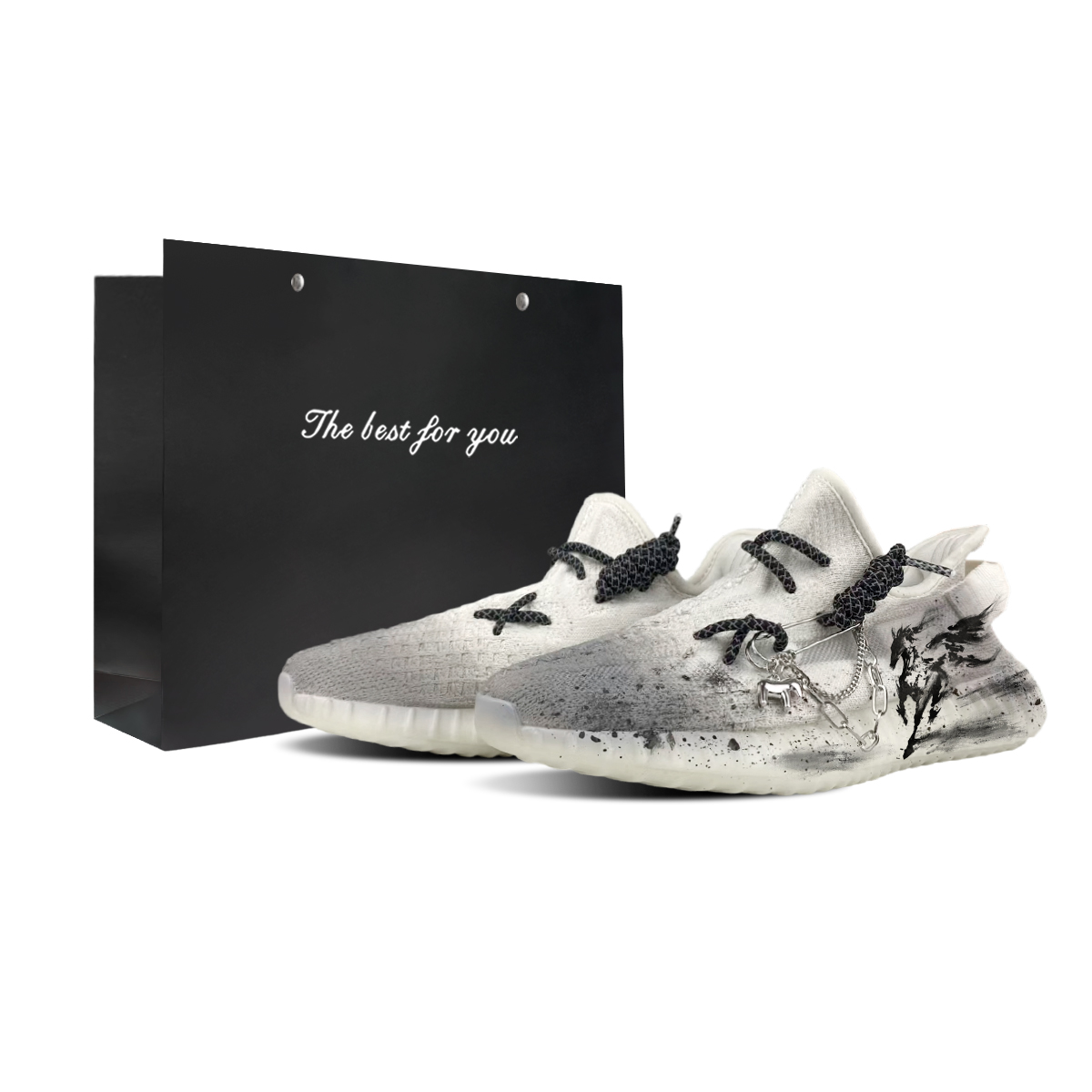 

Yeezy Boost 350 V2 устойчивые к истиранию низкие повседневные кроссовки unisex Adidas Originals, черный/белый