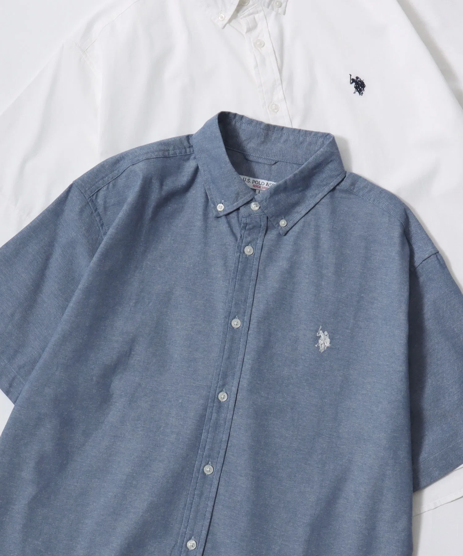 Унисекс рубашка U.S. POLO ASSN. Broad Denim, с логотипом, тёмно-синяя