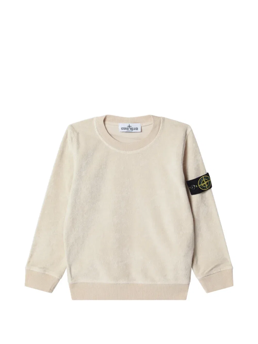 Махровый свитер с нашивкой-логотипом Stone Island Junior, бежевый