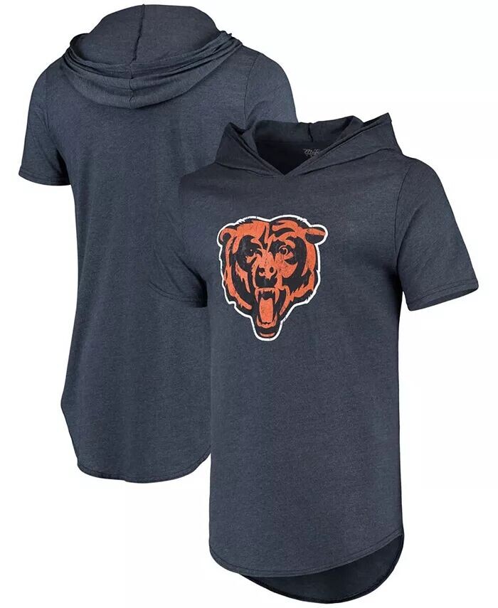 

Мужская темно-синяя футболка с капюшоном с логотипом Chicago Bears Primary Tri-Blend Majestic