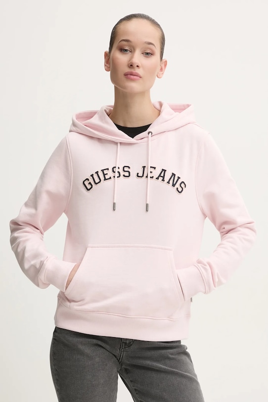 

Хлопковая толстовка Guess Jeans, розовый