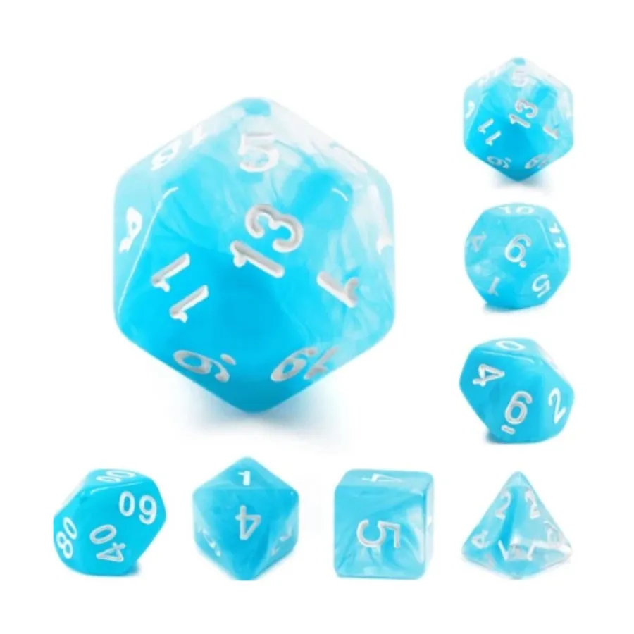 

Набор Poly — Ocean Swirl с белым (7), Dice Sets - Resin/Acrylic - Blue, Green, & Purple (Foam Brain Games)