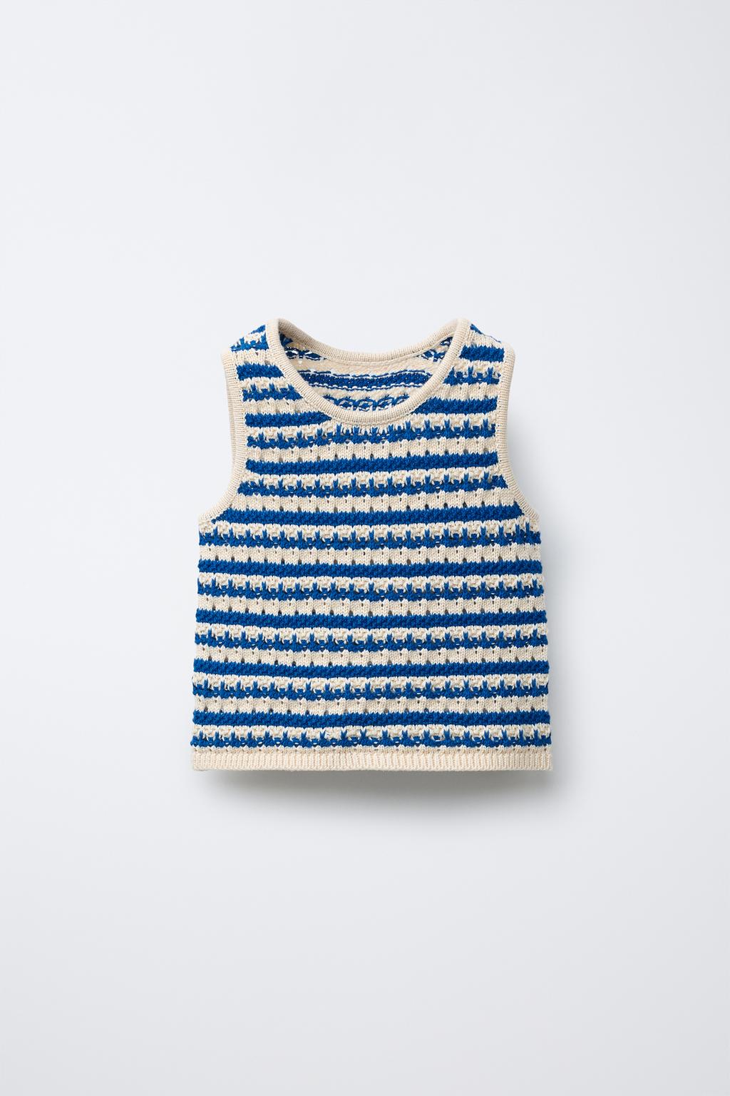 

Вязаный топ в полоску ZARA, цвет Electric blue