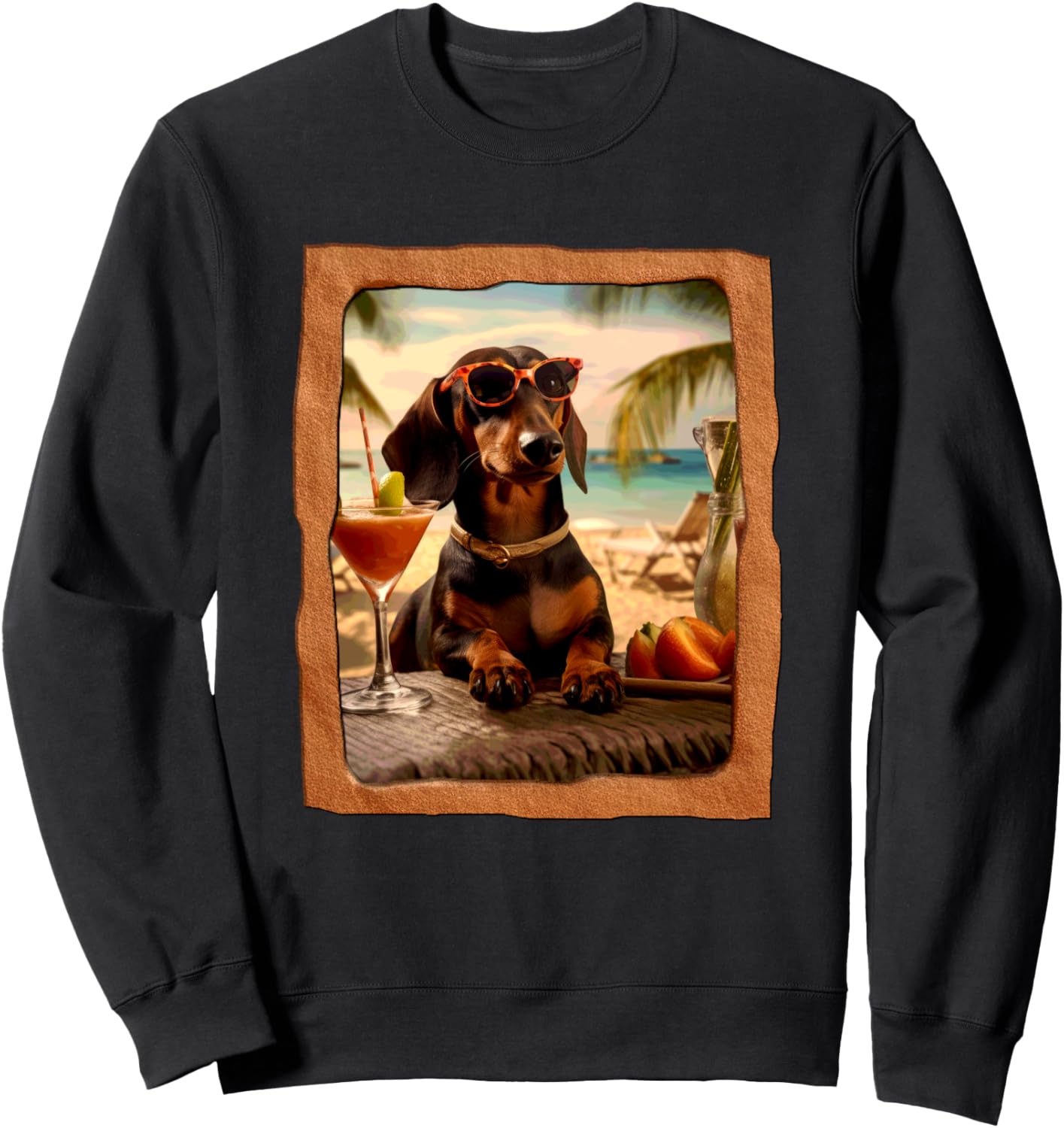 

Толстовка с изображением таксы в солнцезащитных очках, в стиле пляжного коктейля Playful Summer Vibes Pet Relaxation Beach Life, черный