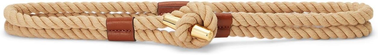 

Ремень LAUREN Ralph Lauren Leather-Trim Rope Toggle Skinny Belt, цвет Natural/Lauren Tan