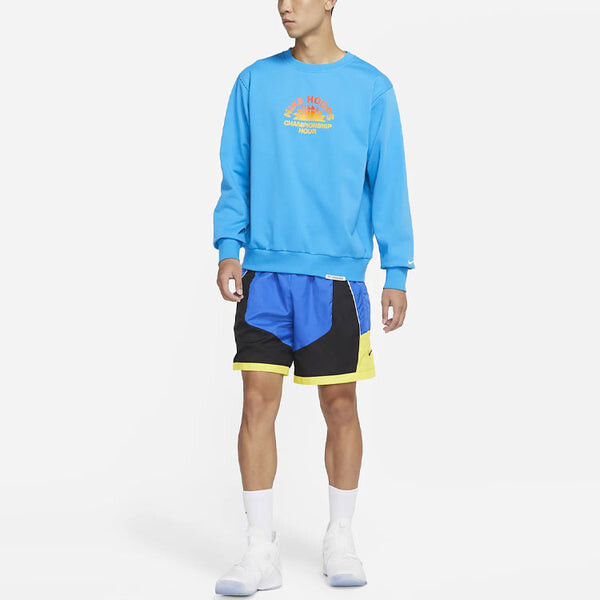 Толстовка Nike Standard Issue Pattern Printing Loose Round Neck Sports Blue, синий — фото 3