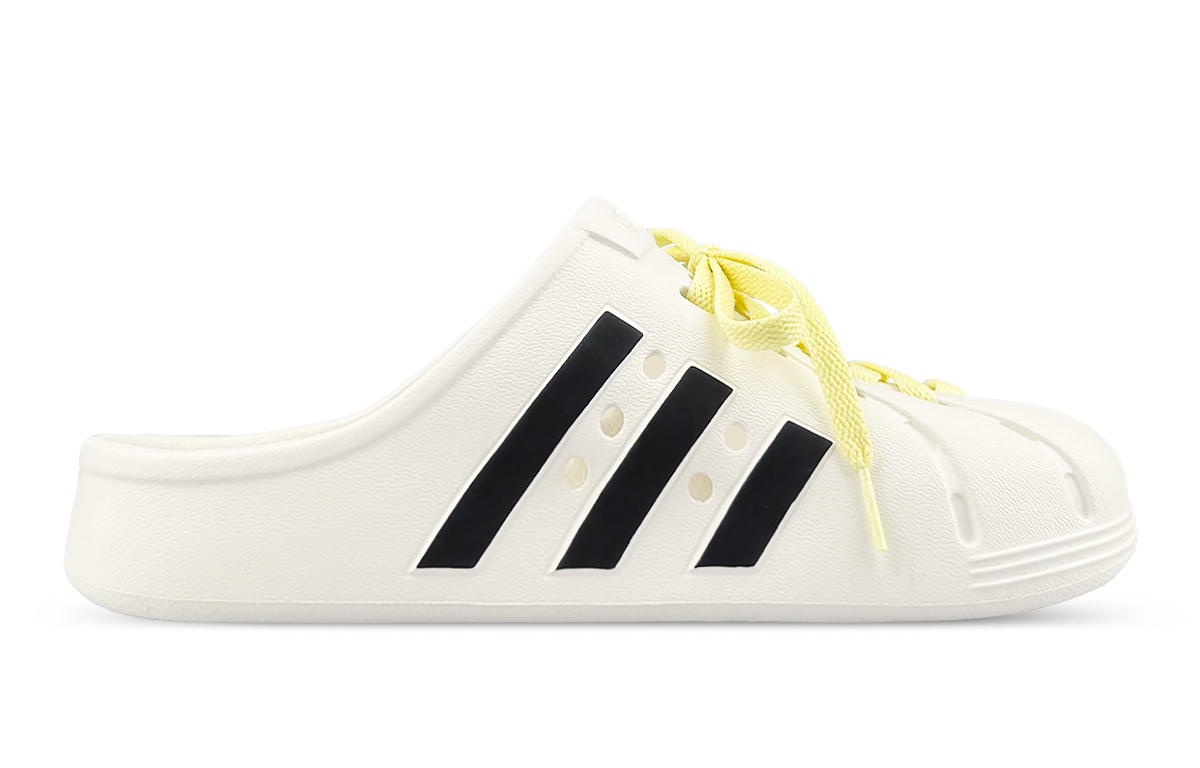 Adidas Адилетт закрытые нескользящие шлепанцы унисекс белый зеленый желтый, цвет White Green Yellow — фото 3