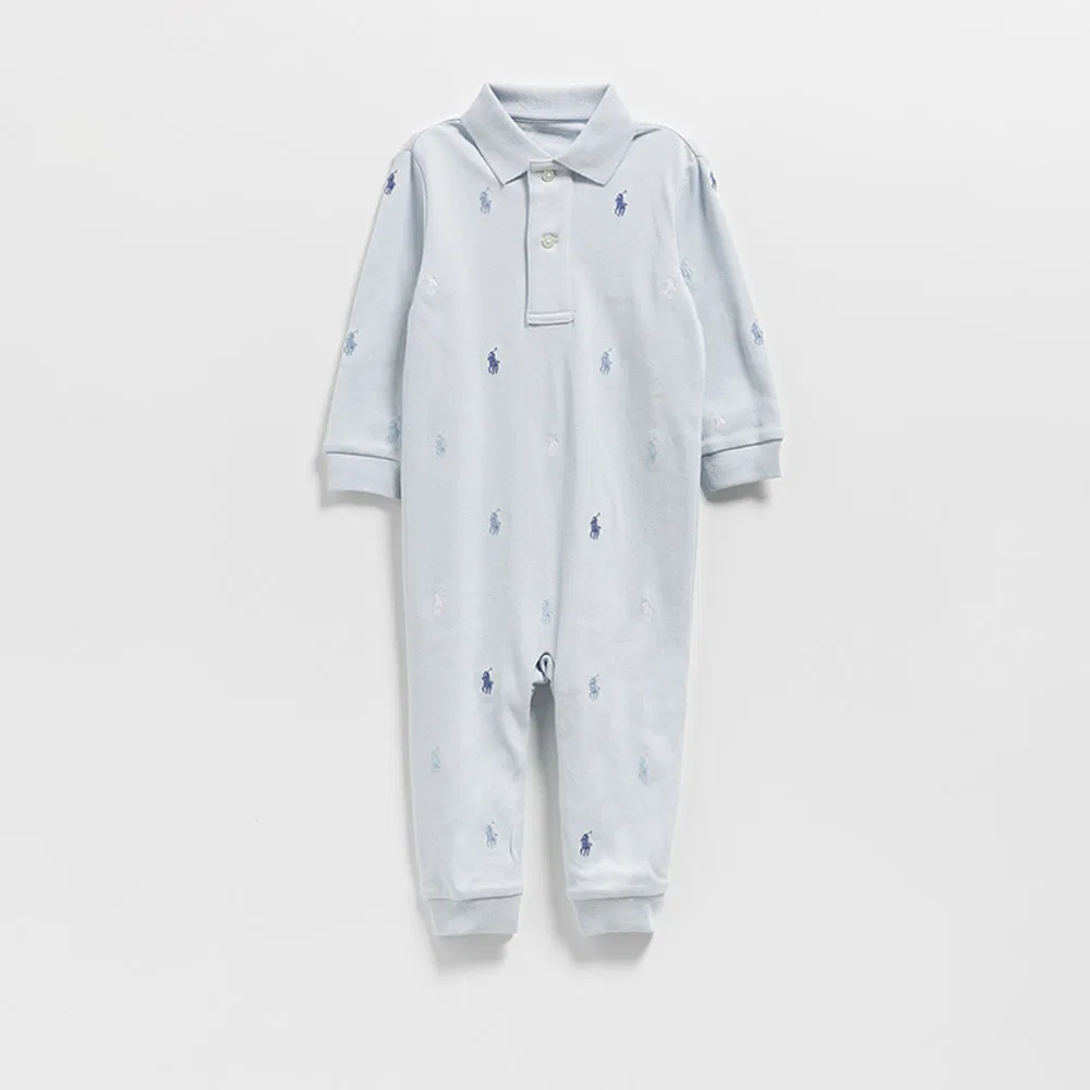 Детский комбинезон-поло Polo Pony из мягкого хлопка синий от Polo Ralph Lauren Children