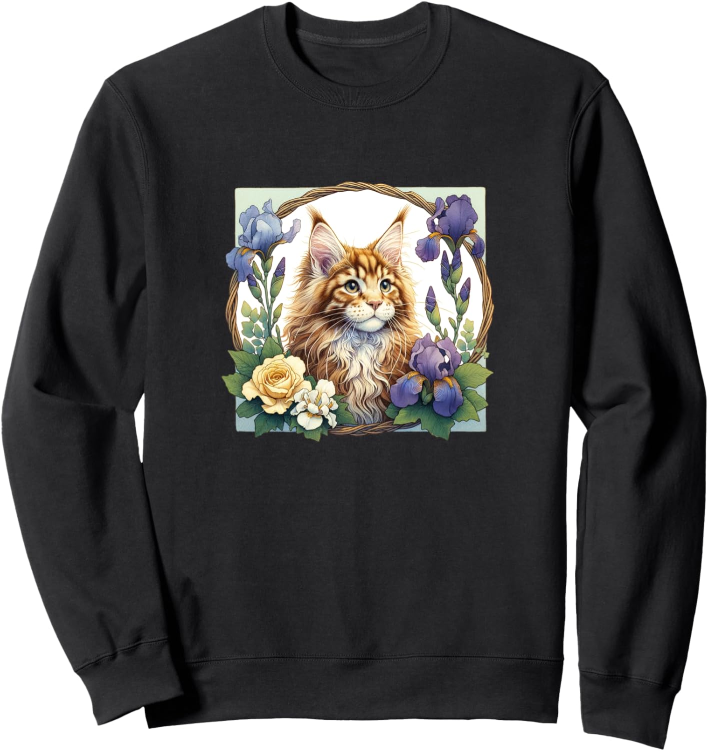 

Толстовка с изображением кошки породы мейн-кун и ириса Boss Bubb, черный