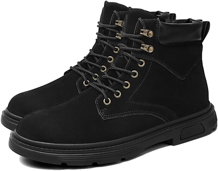 

Мужские высокие походные ботинки ODIPON, удобные кожаные водонепроницаемые походные боевые ботинки, шнуровка, низкий каблук, ботильоны, ботинки на щиколотку, черный