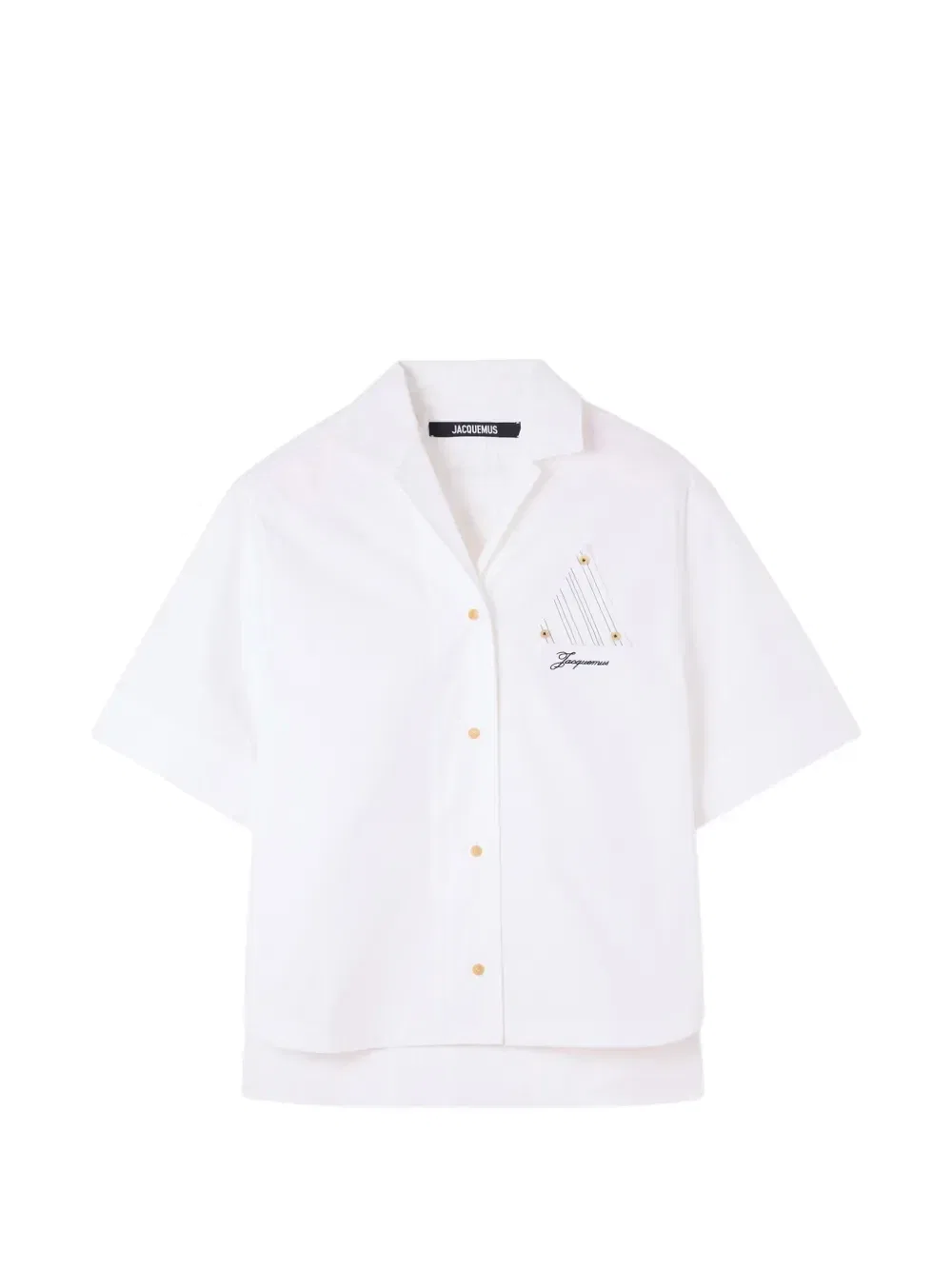 Рубашка с короткими рукавами и вышитым логотипом JACQUEMUS, белый