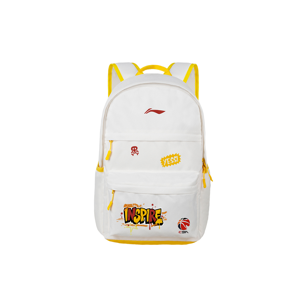 

LINING Полиэстеровый рюкзак унисекс бело-желтый, White Yellow Trendy and Cool Graffiti