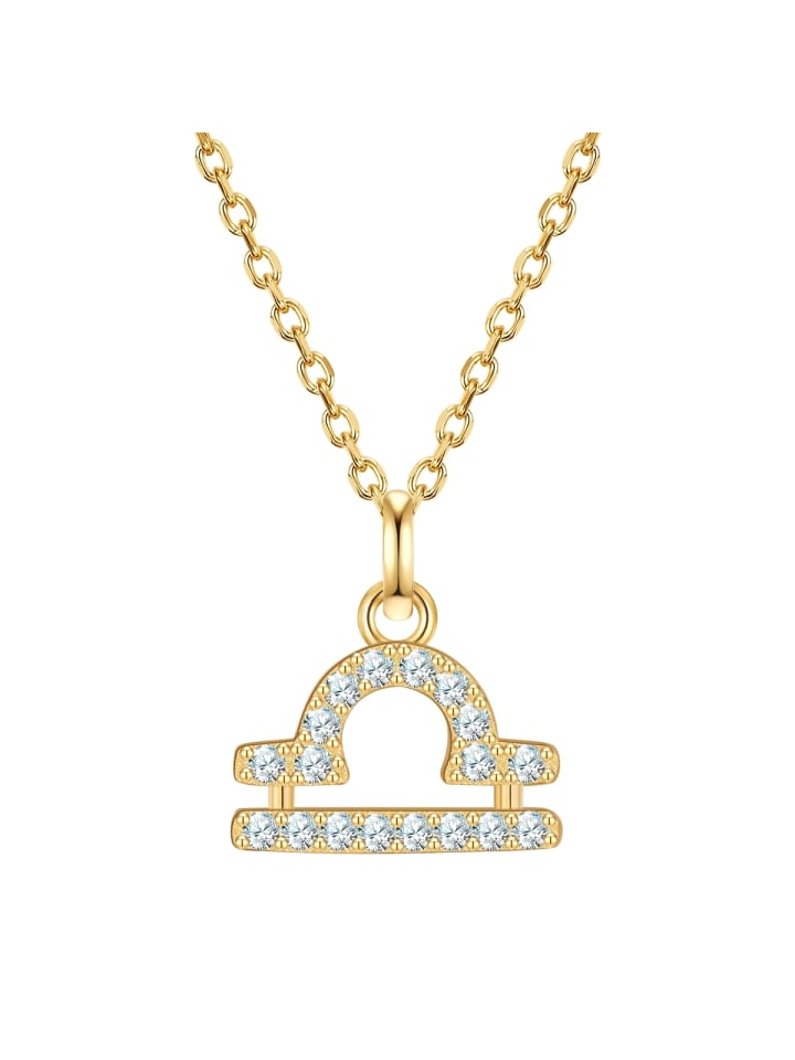 

Glanzstücke München Колье с изображением знака зодиака Весы из стерлингового серебра с цирконами в оправе из желтого золота