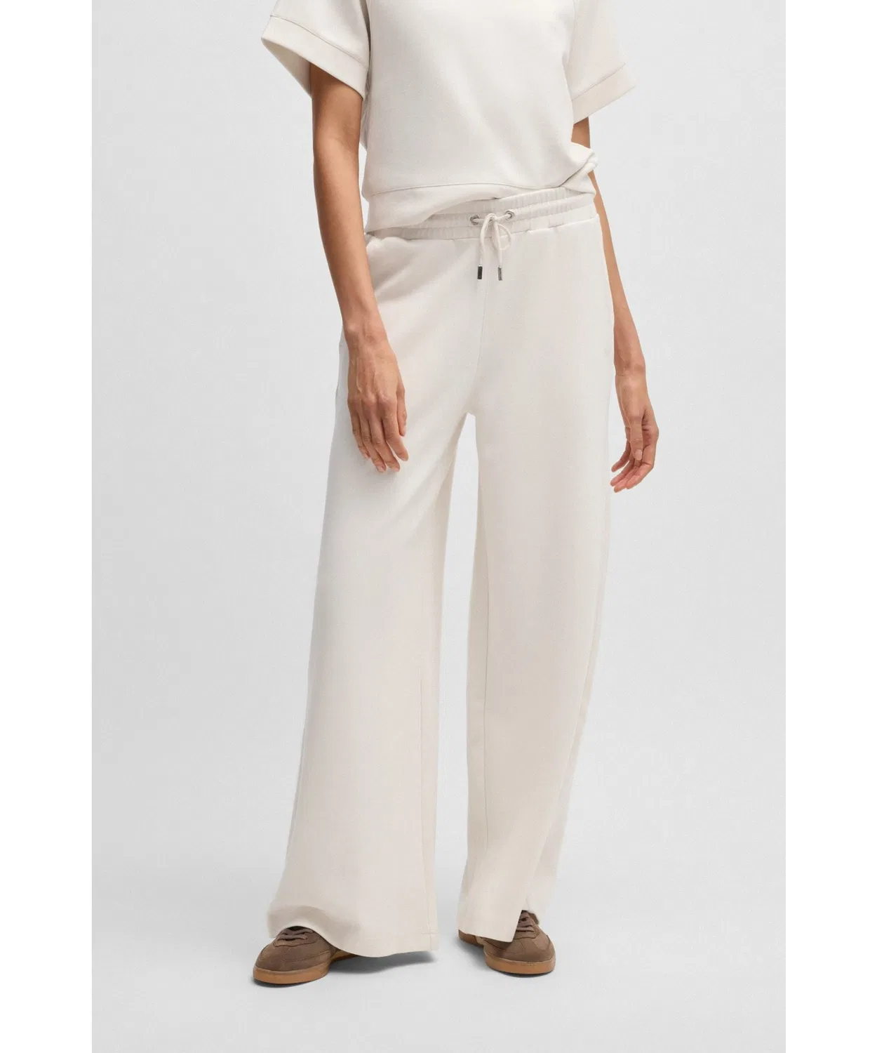Широкие спортивные брюки BOSS Womenswear из стрейч-фабрика, белый