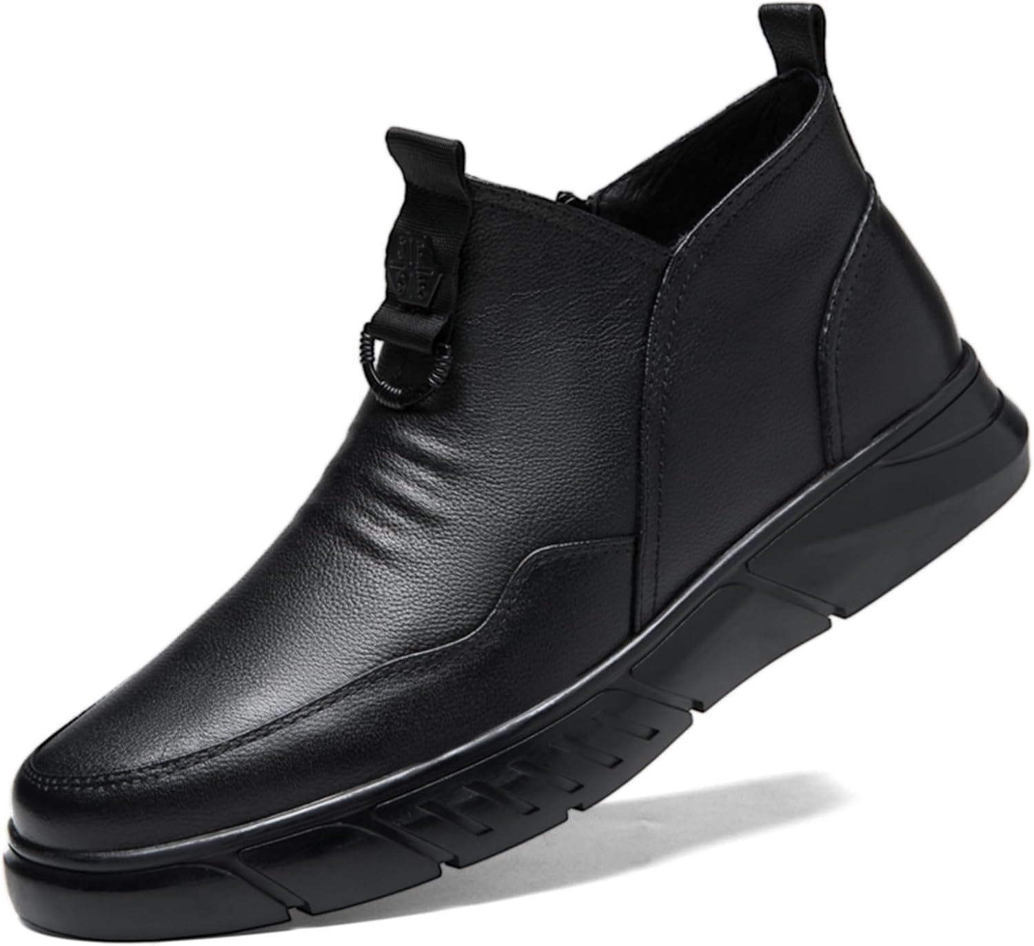 

Мужские итальянские высокие повседневные кожаные ботинки Optigard, боковая молния, водонепроницаемые, с нескользящей подошвой, утепленные мехом, деловые ботинки-cheshire и чукка на щиколотку для мужчин, черный