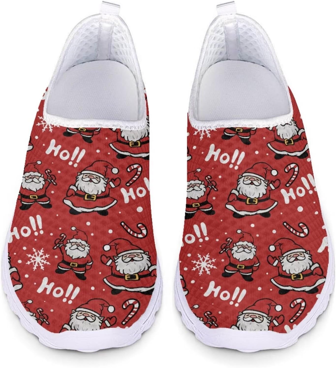 

Кроссовки Belidome для женщин и мужчин, водонепроницаемые слипоны для ходьбы, бега и походов, спортивные, дышащие, легкие, Christmas Santa Claus Ho