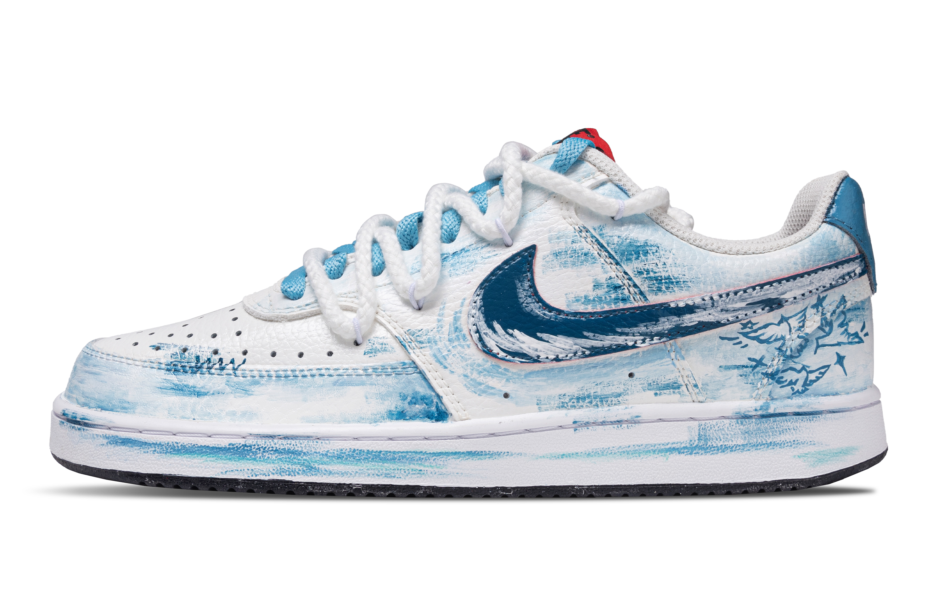

Nike Кроссовки для скейтборда Court Vision 1 Peace Dove, износостойкие, низкие, мужские, сине-белые