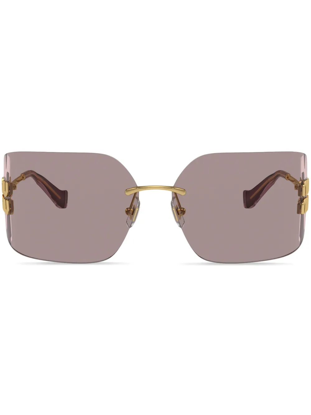 

Солнцезащитные очки Runway в безободковой оправе Miu Miu Eyewear, золотой