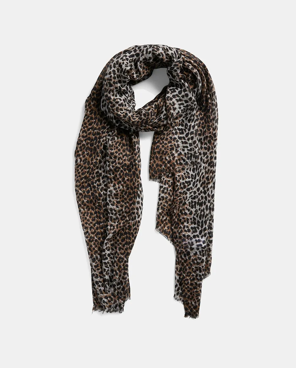 

Платок с леопардовым принтом Pieces, черный