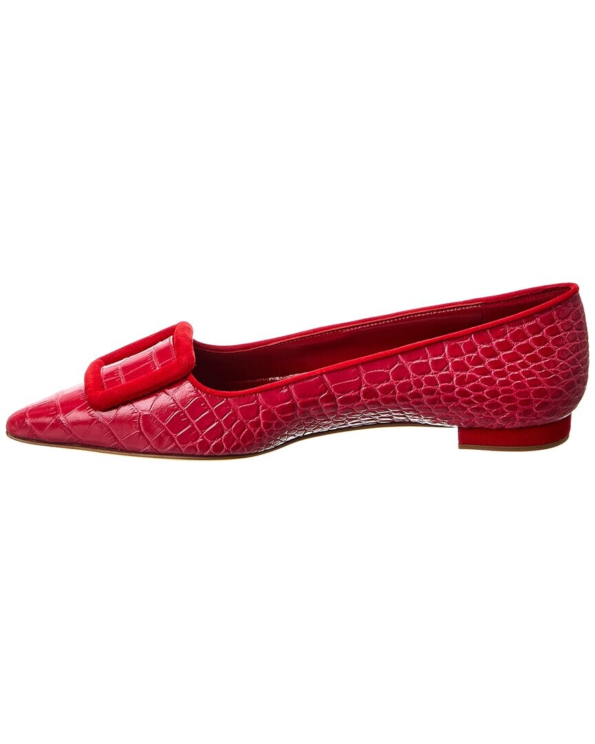 Manolo Blahnik Кожаные балетки с тиснением Maysale, красный — фото 3