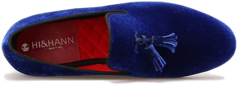 Лоферы мужские HI&HANN Tassel Velvet Blue