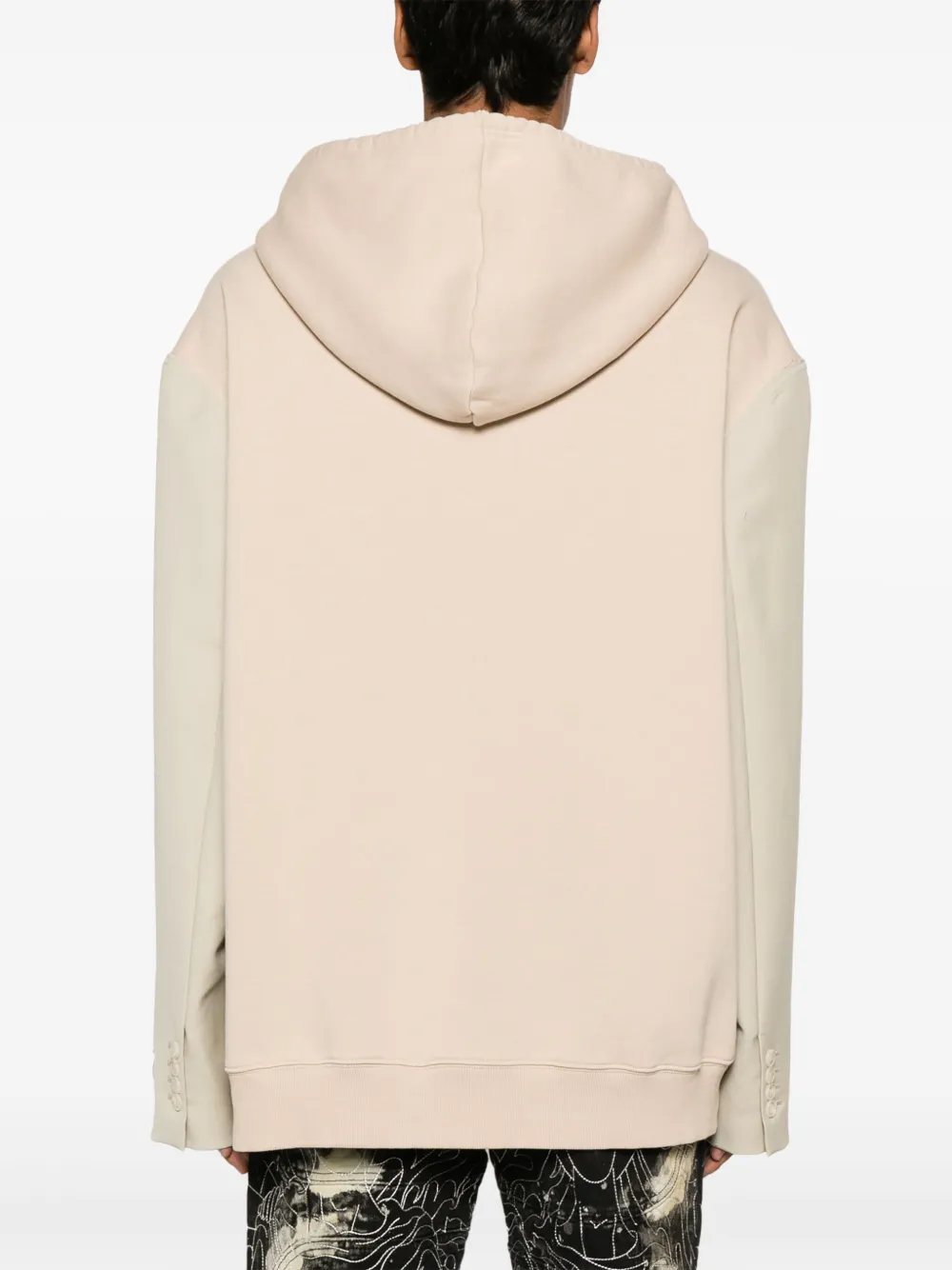 Худи с контрастными рукавами и логотипом MM6 Maison Margiela, нейтральный — фото 4