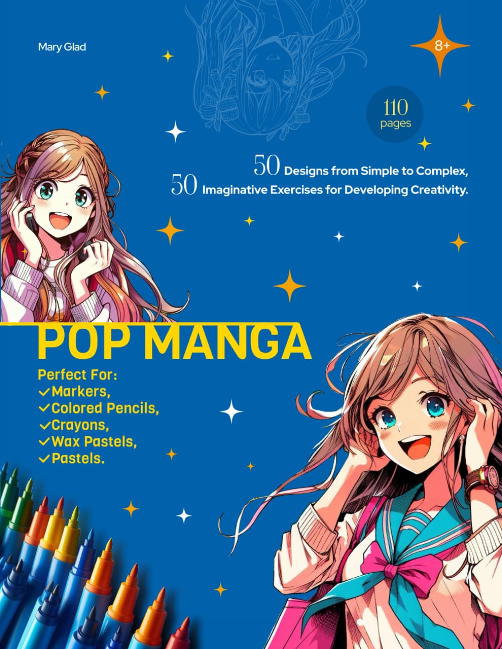 

Pop Manga Coloring book. Perfect for markers: Manga & Anime Coloring Book, Cute Girls, Fashion, Flowers, for children ,for teens ,for adults, 2024 (MindfulColoring) (Independently published)