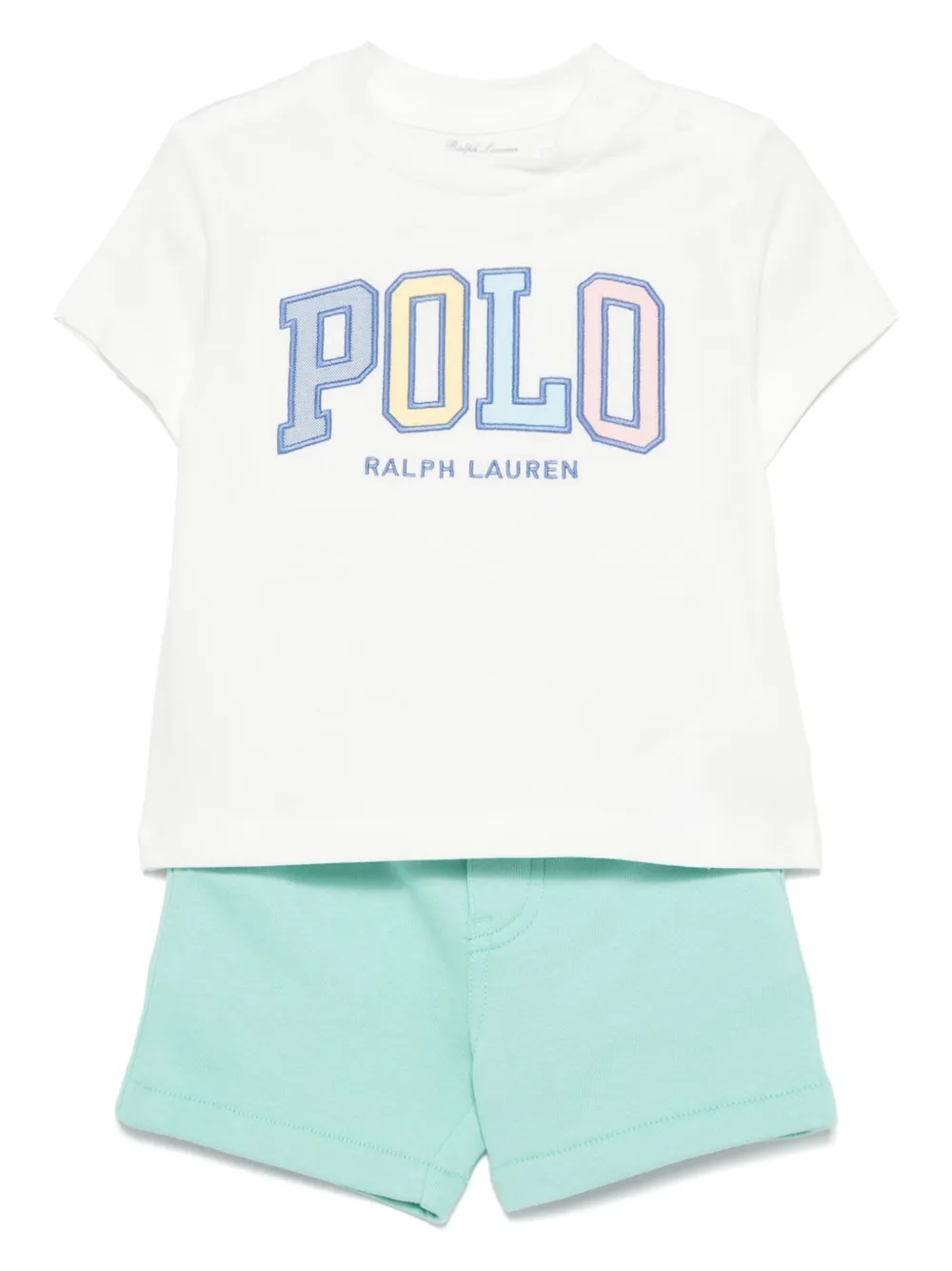 

Комплект из футболки и шортов с вышитым логотипом POLO RALPH LAUREN KIDS, белый