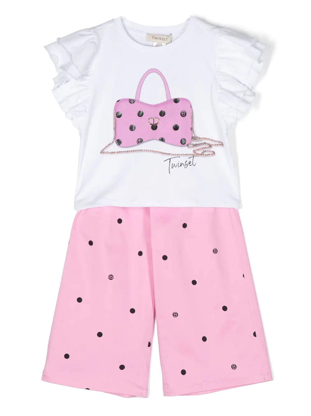 

Комплект из топа и брюк в горох TWINSET Kids, розовый