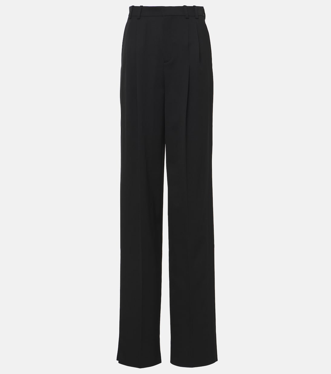 

Широкие шерстяные брюки с высокой посадкой Saint Laurent, нуар