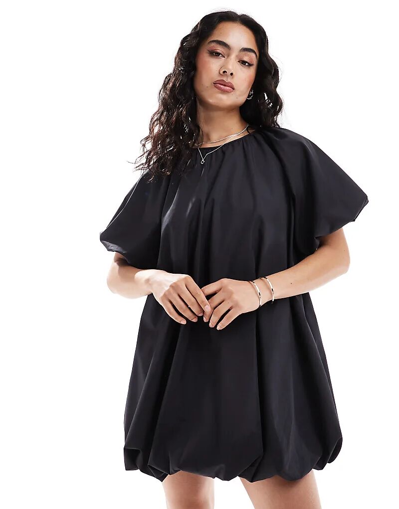 

Мини-платье-халат с капюшоном черного цвета ASOS DESIGN