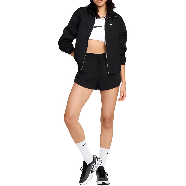 Nike Ветрозащитная куртка женская черно-белая, Black/White — фото 3