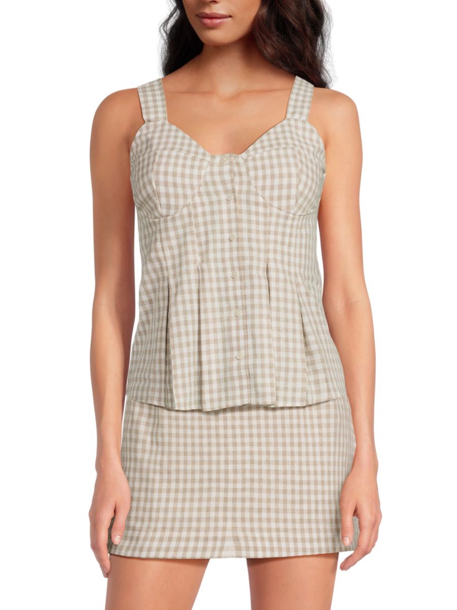 

Майка в клетку гингем со складками Lea & Viola, цвет Beige Gingham