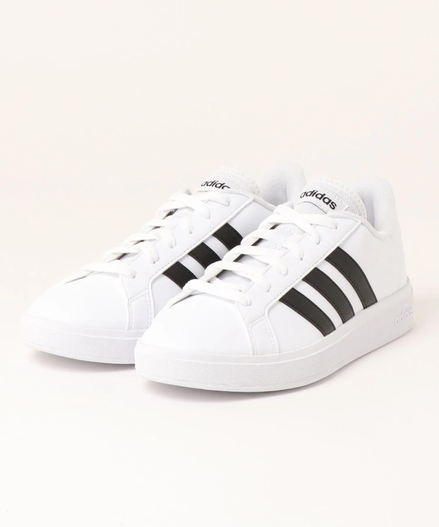 Мужские/женские кроссовки adidas GRAND COURT BASE 2.0 с полосками бело-чёрные