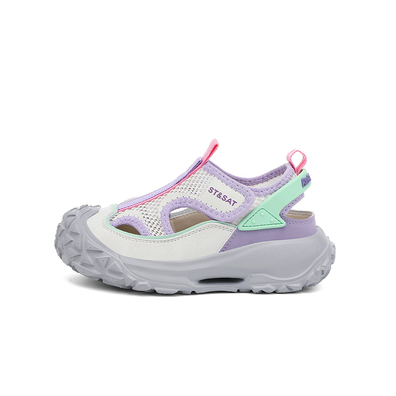 

Детские сандалии с низким верхом, дышащие, износостойкие, нескользящие, устойчивые к истиранию ST&SAT, фиолетовый/серый