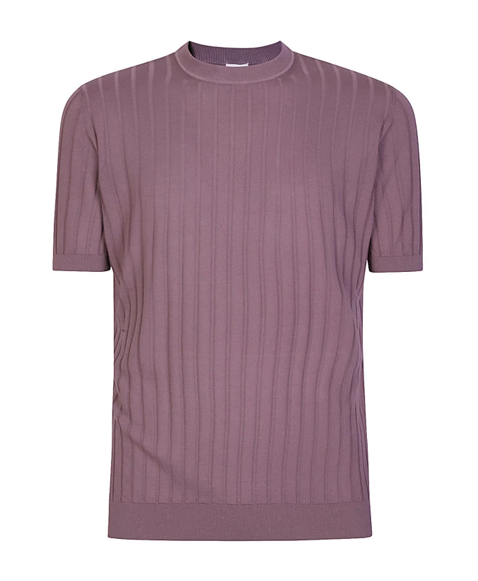 

Футболка из хлопкового крепа с круглым вырезом и рукавами до локтя. Eleventy, фиолетовый