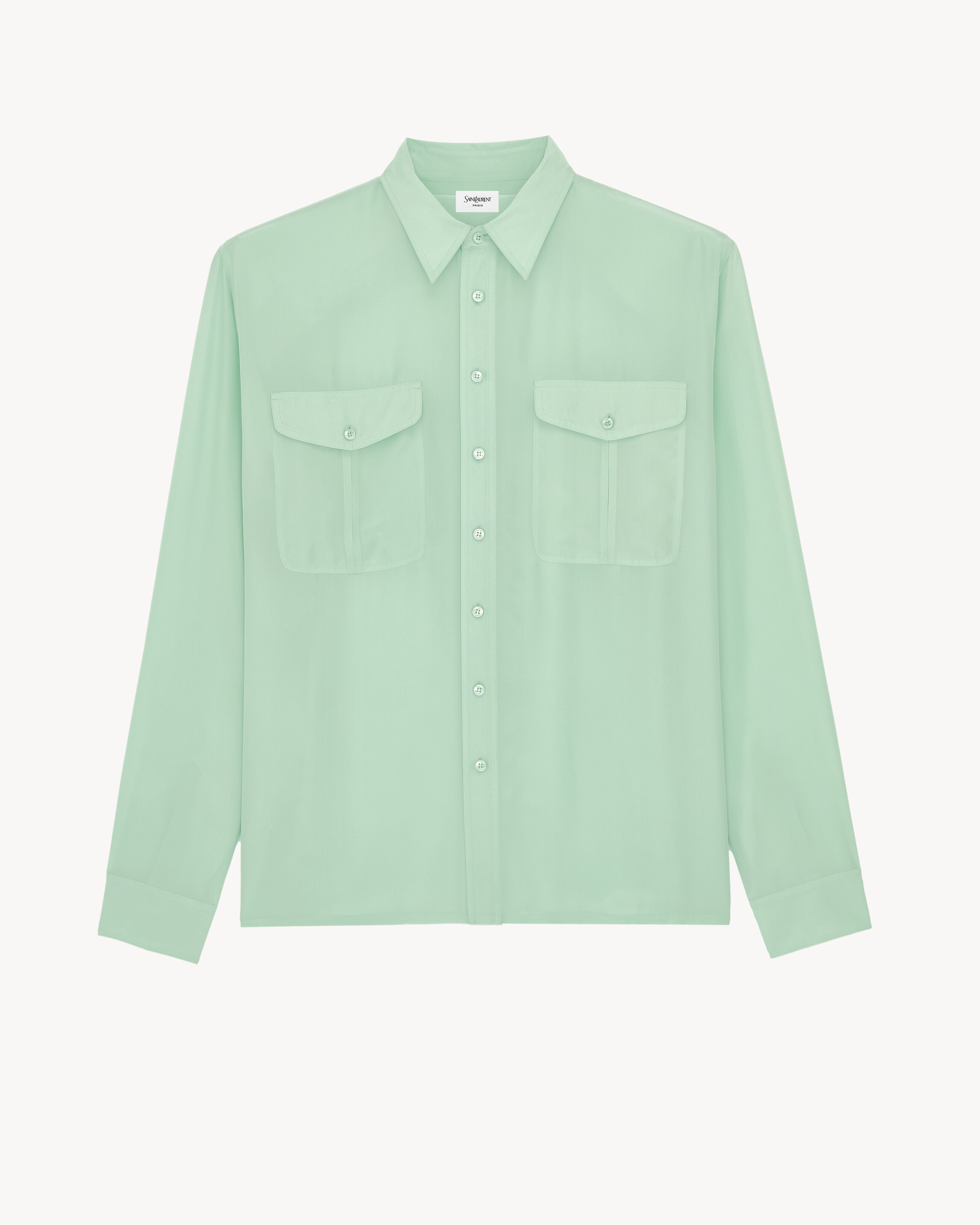 

Рубашка из вискозы и шелка SAINT LAURENT, зеленый